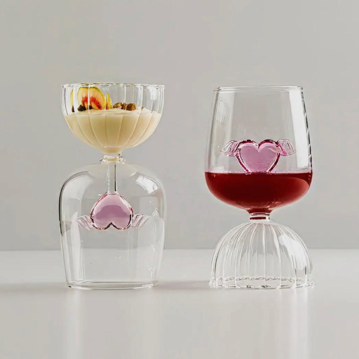 "Cupid" White Wine Glass with Love Heart