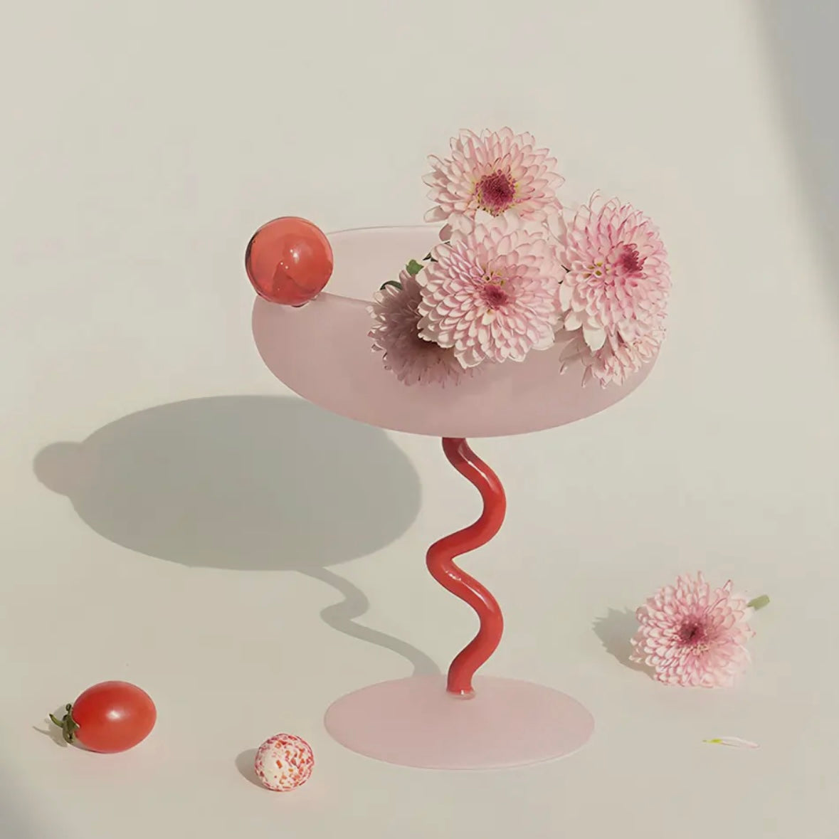 “Lollipop” Fun & Colourful Coupe Glass - Pink