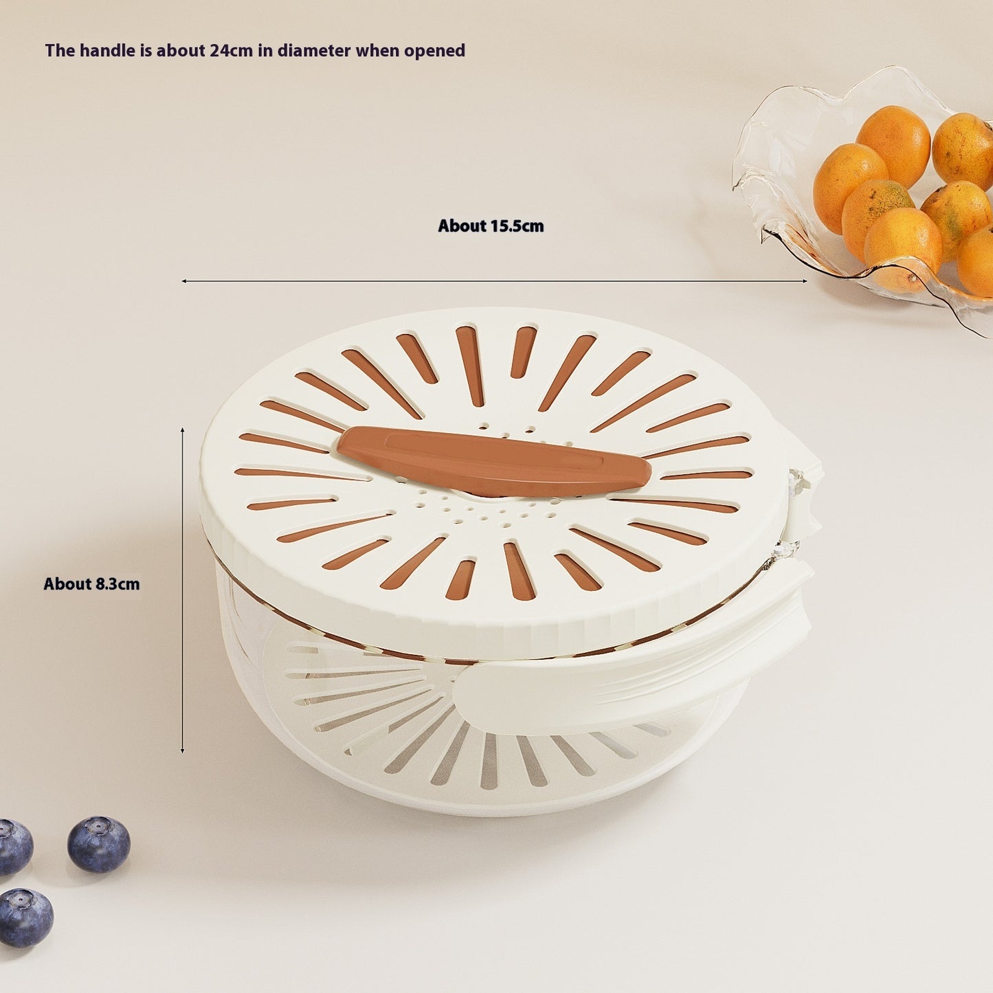 Fruit Drain and Wash bowl with Foldable handle