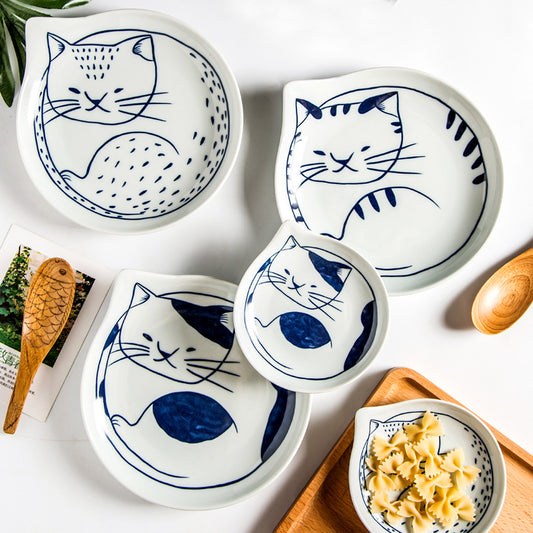 Japanese Plates - Blue Cats