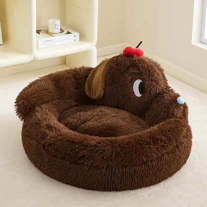 Plush Brown Pet Bed