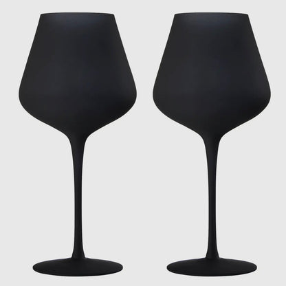 Matte Black Crystal Wine Glass - Set of 2