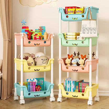 Storage Trolley Toy Rack Bookshelf Organizer Closet Snack_0