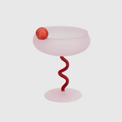 “Lollipop” Fun & Colourful Coupe Glass - Pink