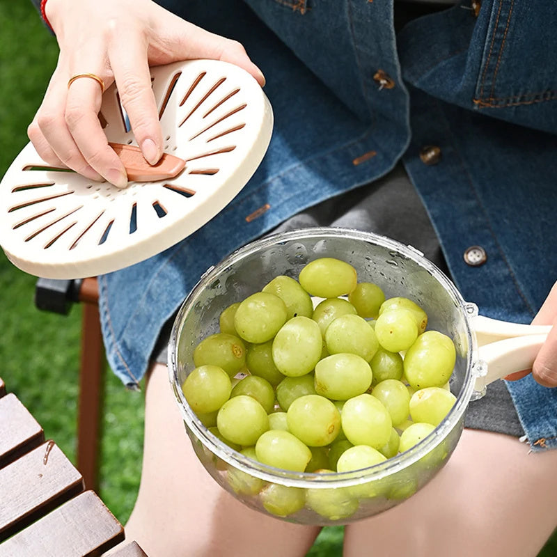 Fruit Drain and Wash bowl with Foldable handle