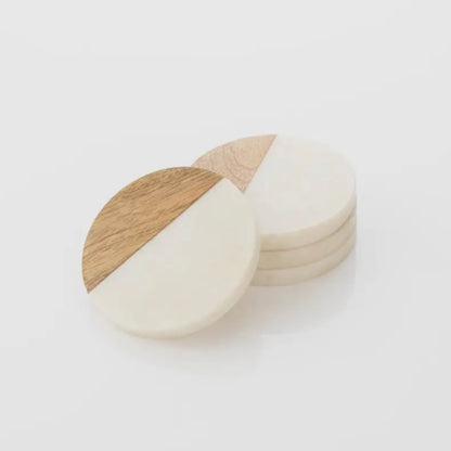 Marble Timber Coaster - 4pcs