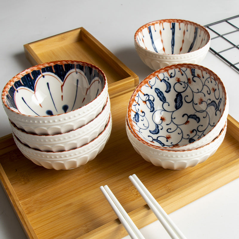 Japanese Vine Flower Ceramic Bowl