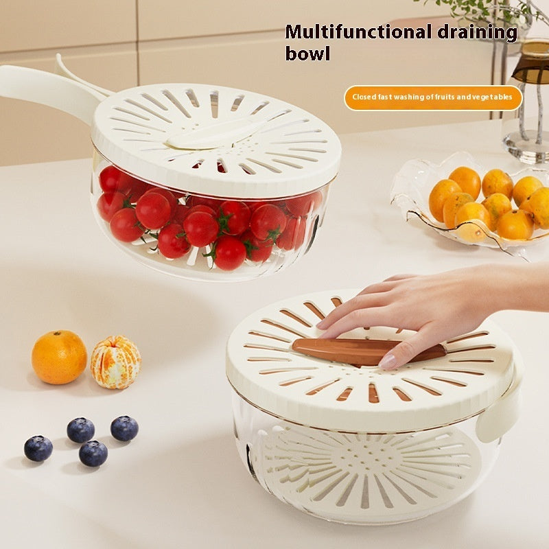 Fruit Drain and Wash bowl with Foldable handle