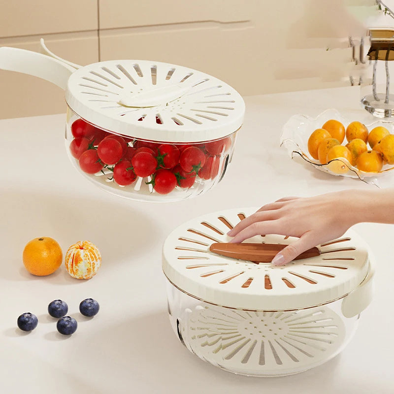 Fruit Drain and Wash bowl with Foldable handle