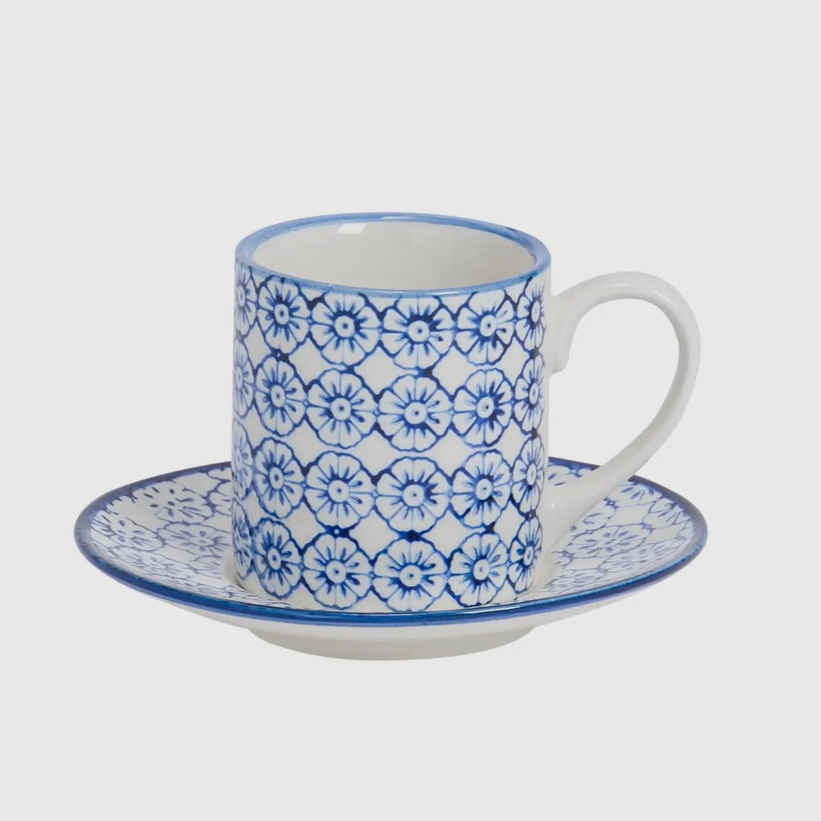 Nicola Spring Hand-Printed Espresso Cup and Saucer Set