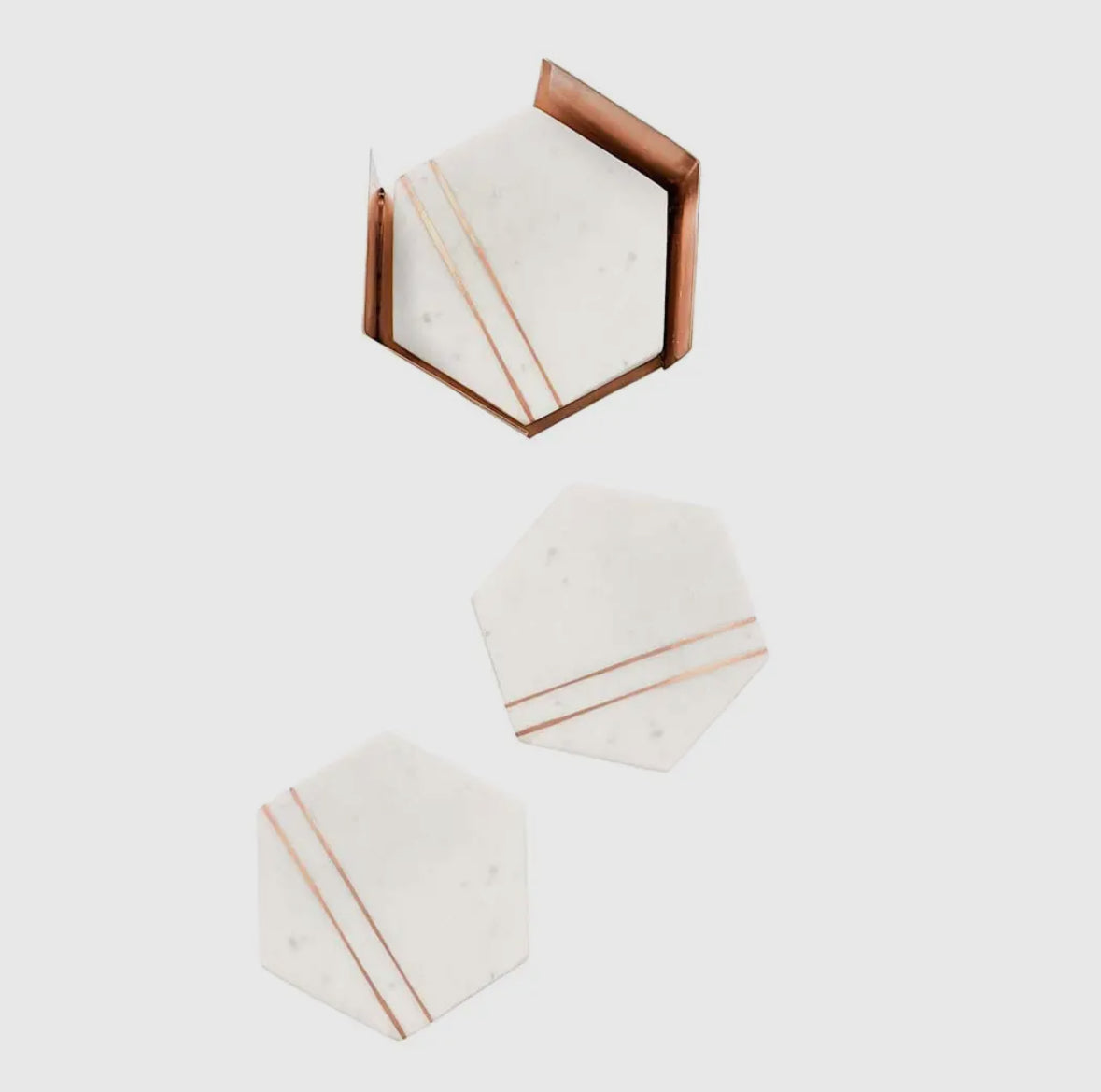 Copper & Marble Coaster - 4pcs