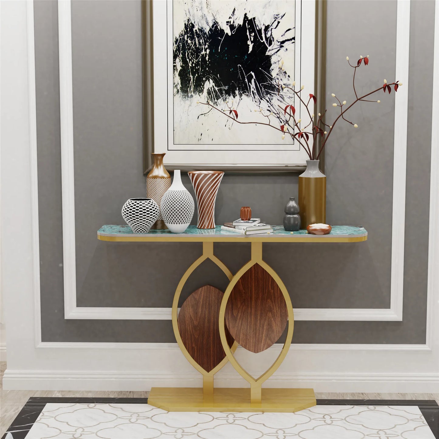 BINGOPAW - Modern Gold Console Table