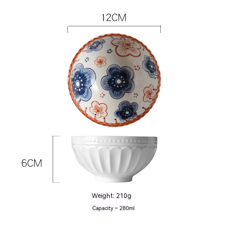 Japanese Vine Flower Ceramic Bowl