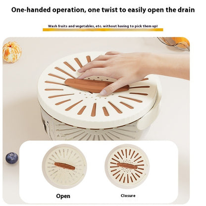 Fruit Drain and Wash bowl with Foldable handle