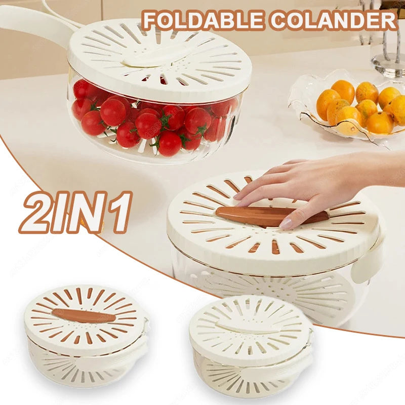 Fruit Drain and Wash bowl with Foldable handle