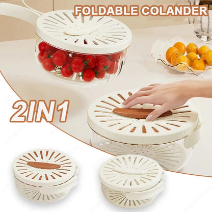 Fruit Drain and Wash bowl with Foldable handle