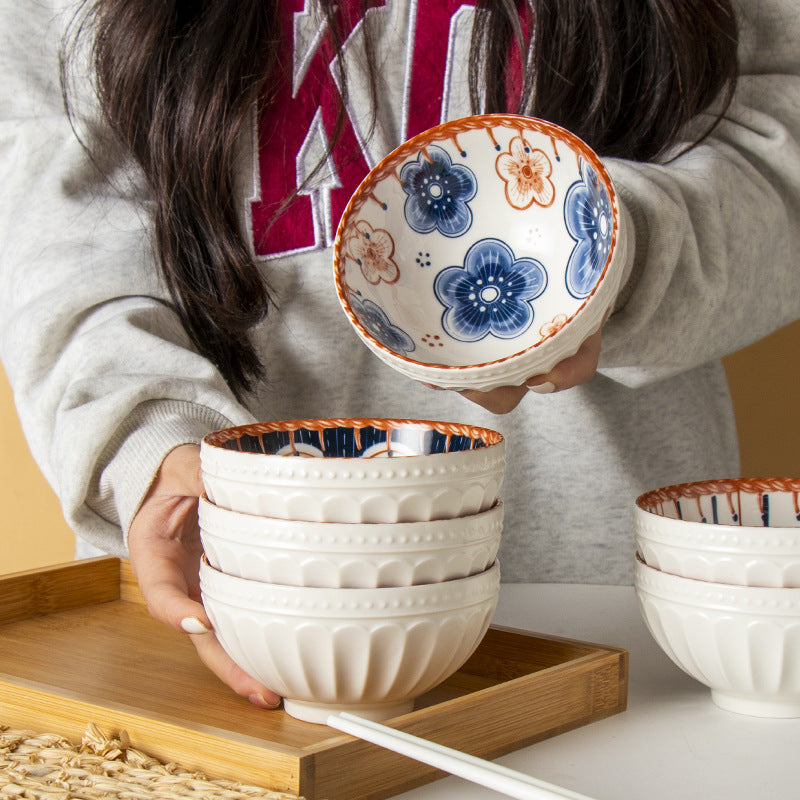 Japanese Vine Flower Ceramic Bowl