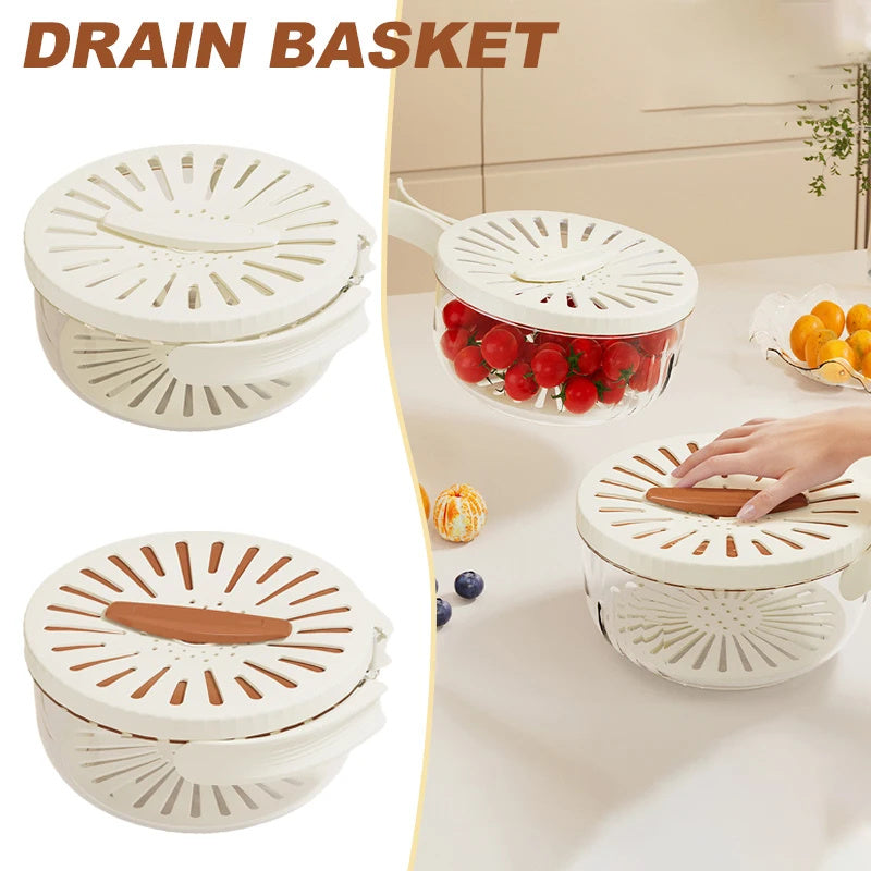 Fruit Drain and Wash bowl with Foldable handle