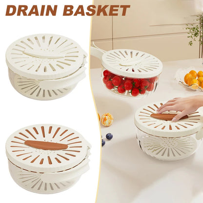 Fruit Drain and Wash bowl with Foldable handle